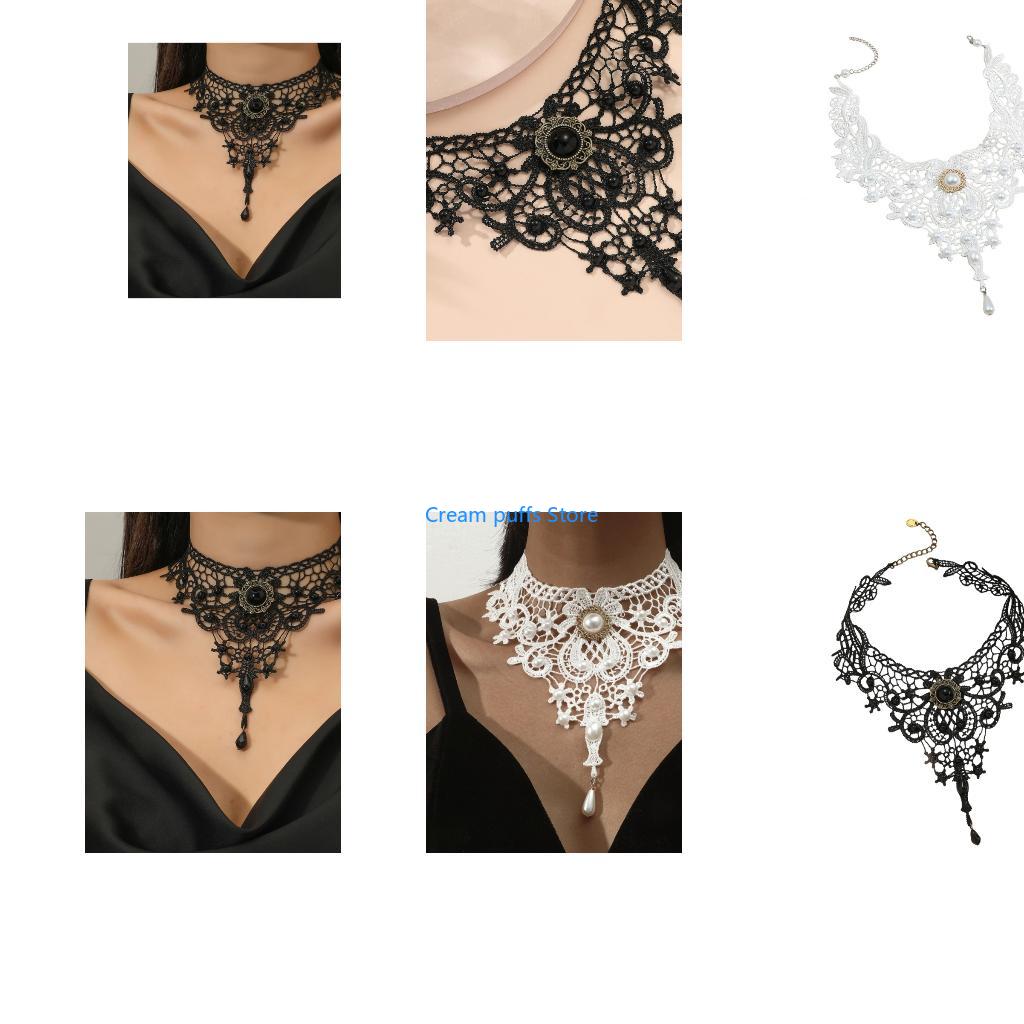 Crystal Choker Necklace - 50LE Kalung Choker Renda Choker Renda