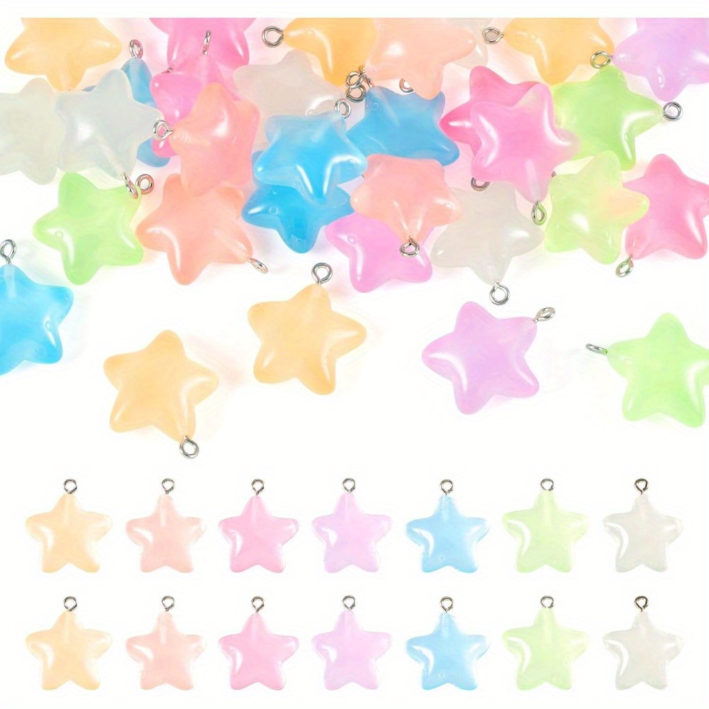 Moon Star Earrings - 6/24/40 Buah Liontin Bintang Resin Bercahaya