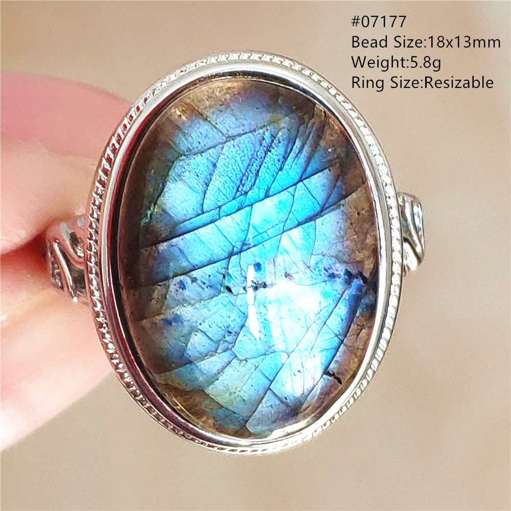 Turquoise Stone Ring - Cincin Labradorit Cahaya Biru Alami Dapat