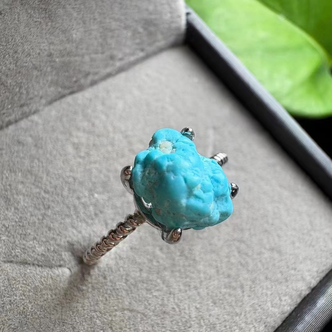Turquoise Stone Ring - 1 Buah Cincin Pirus Mentah Alami