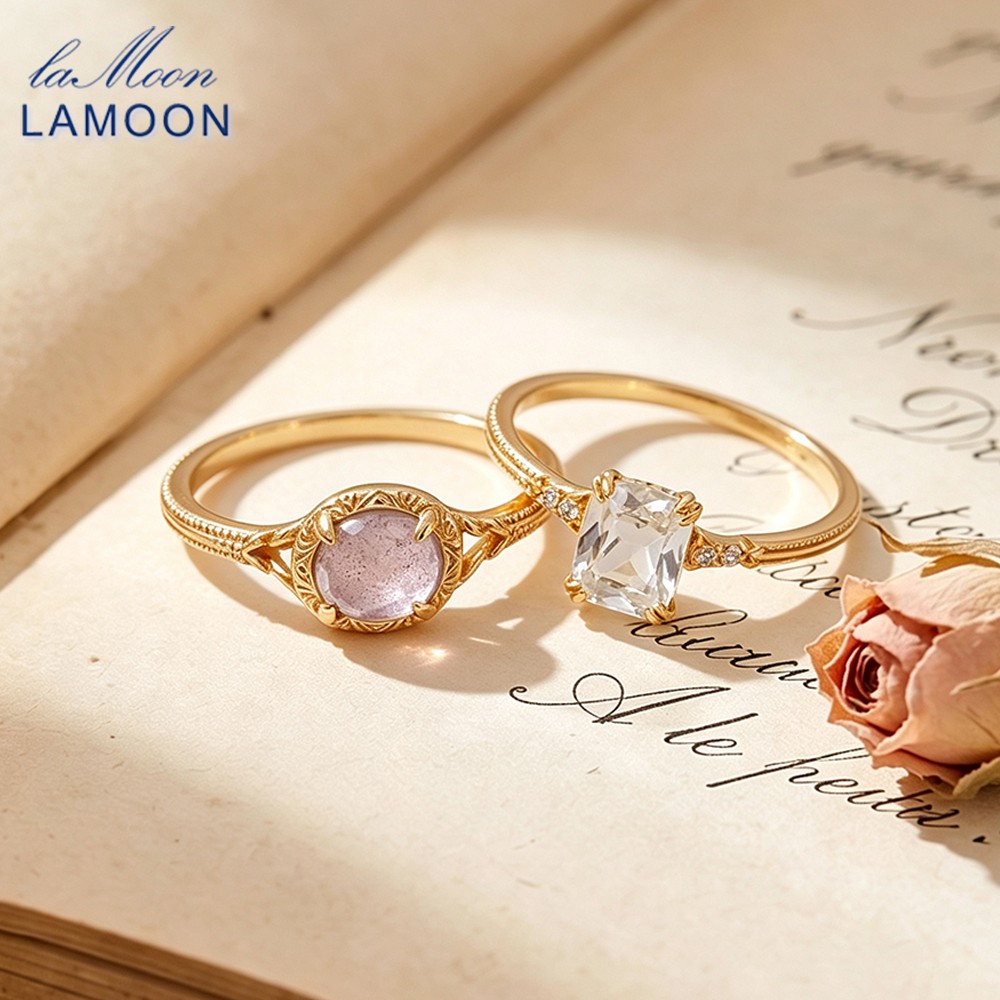 Turquoise Stone Ring - LAMOON Cincin Batu Permata Alami Labradorit