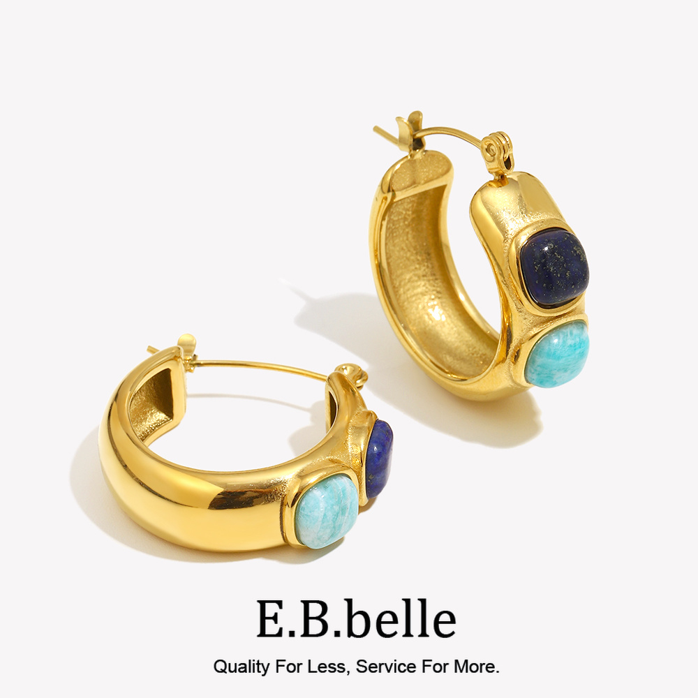 Turquoise Stone Ring - E.B.belle anting-anting bulat batu alami pirus