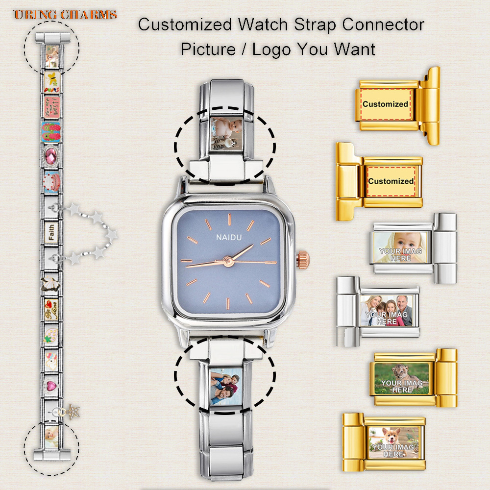 Italian Jewelry Watches - 1 Pasang Logo Gambar Konektor Tali