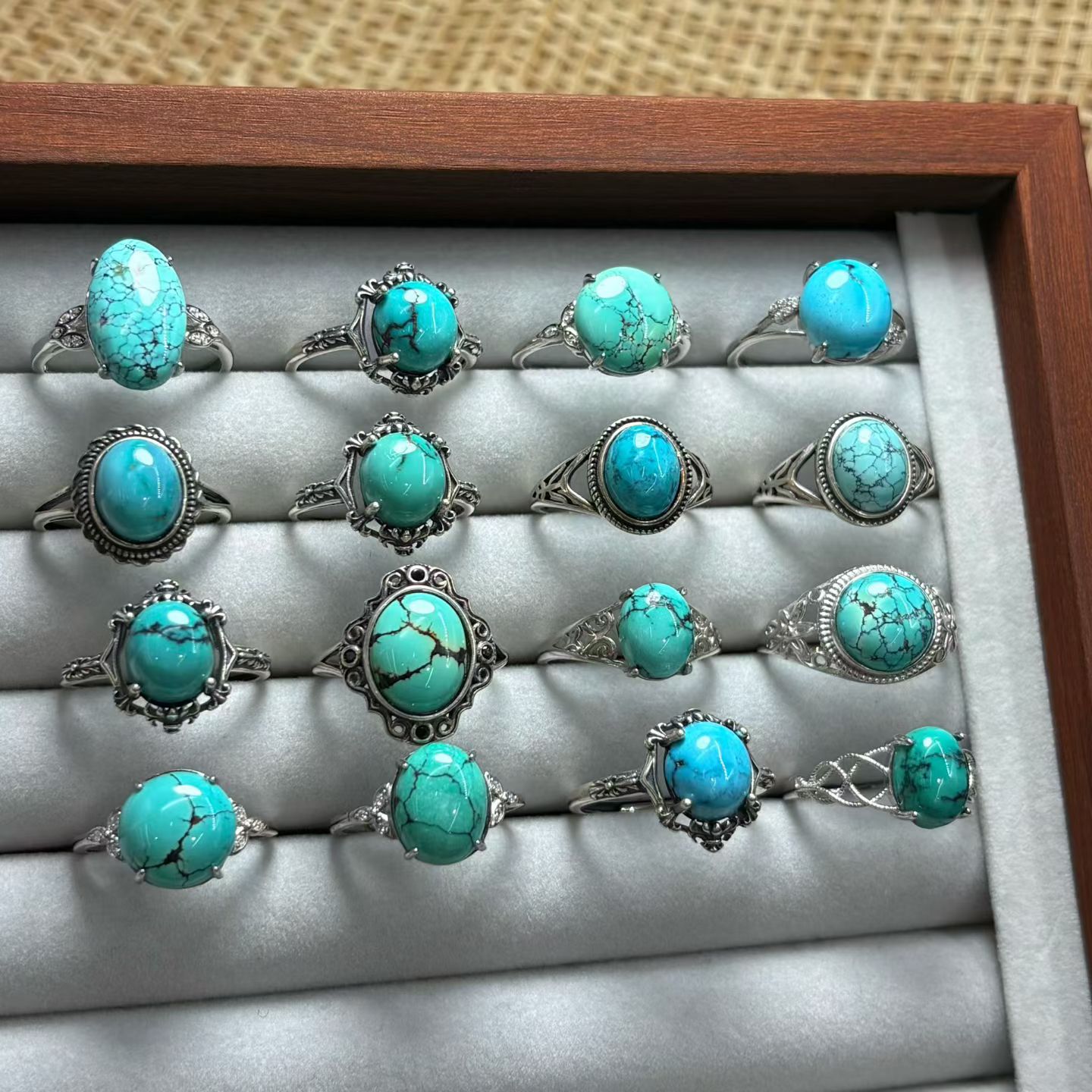 1 Buah Cincin Pirus Alami Feng - Turquoise Stone Ring ulasan dan harga