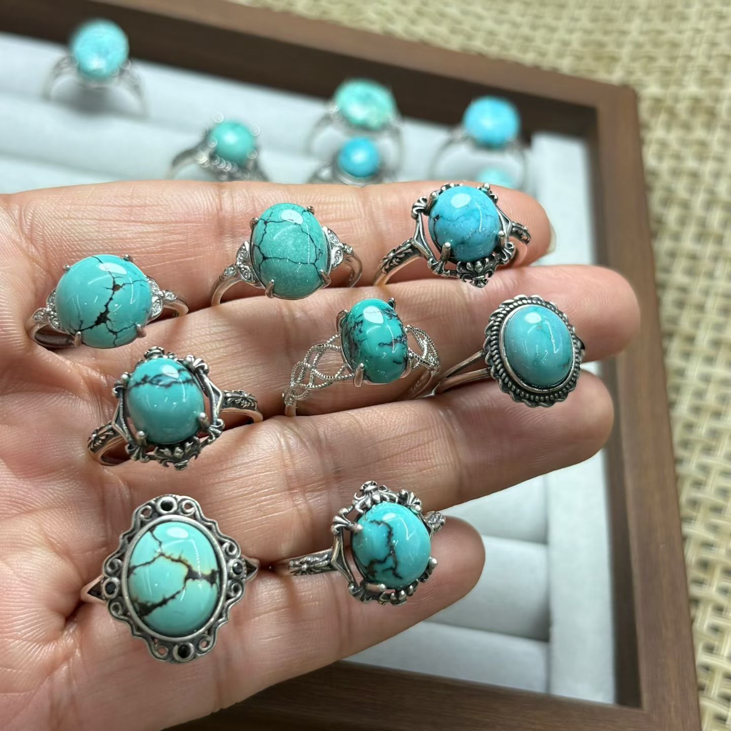 1 Buah Cincin Pirus Alami Feng - Turquoise Stone Ring ulasan dan harga