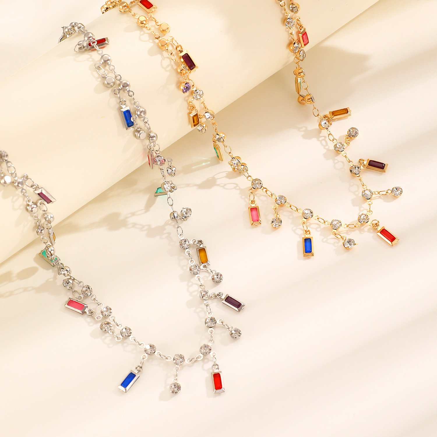 Kalung Rumbai Kristal Warna-wa - Crystal Choker Necklace ulasan dan harga