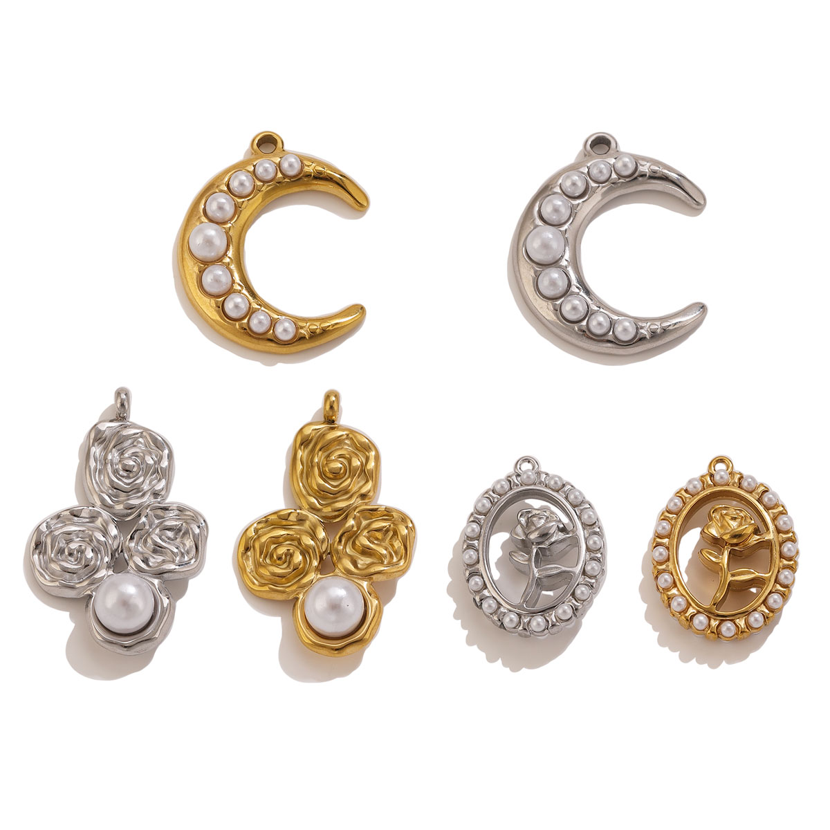 5Pcs Liontin Mutiara Mawar Bul - Moon Star Earrings ulasan dan harga