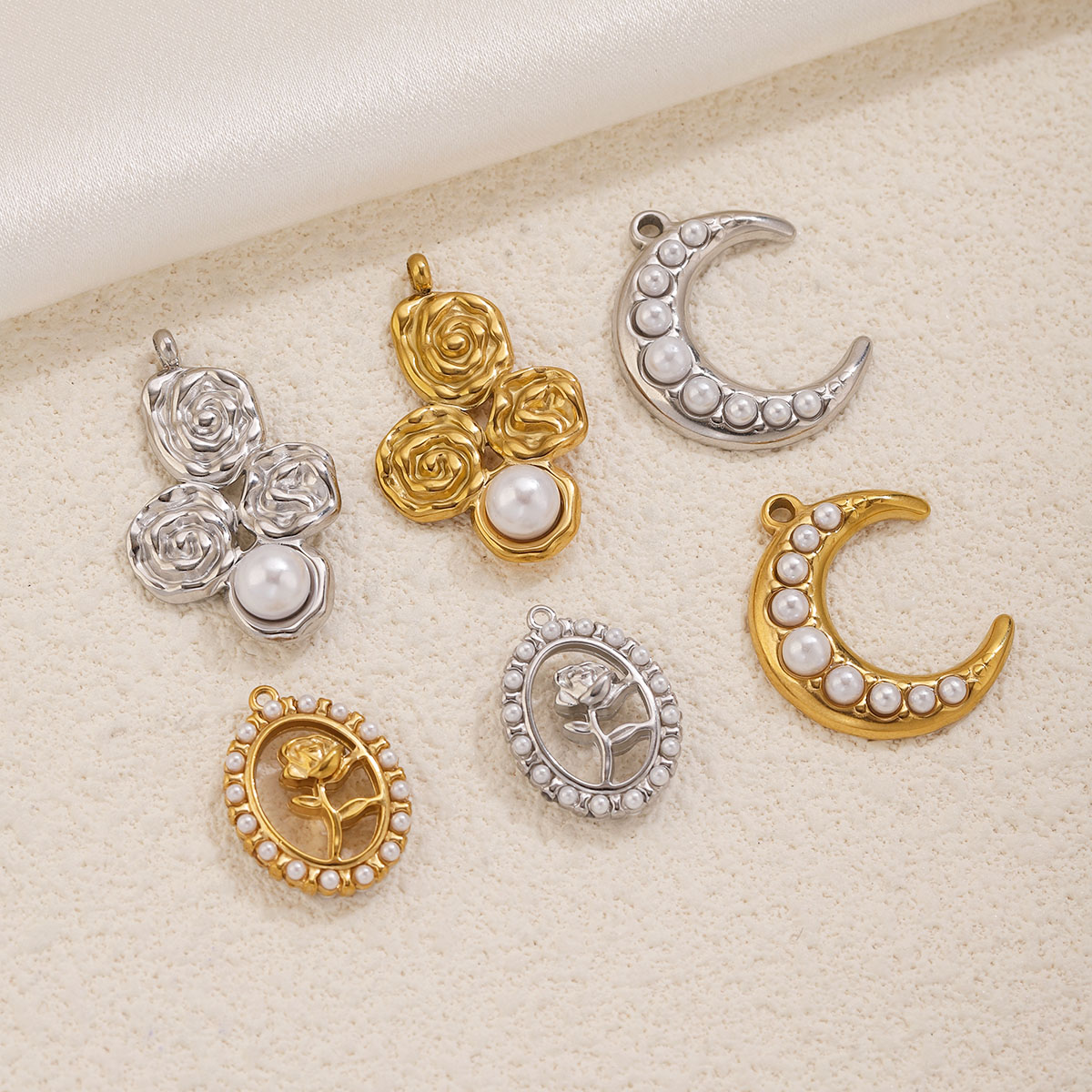 5Pcs Liontin Mutiara Mawar Bul - Moon Star Earrings ulasan dan harga