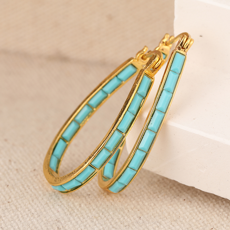 Anting Hoop Berlapis Emas Turq - Turquoise Stone Ring ulasan dan harga