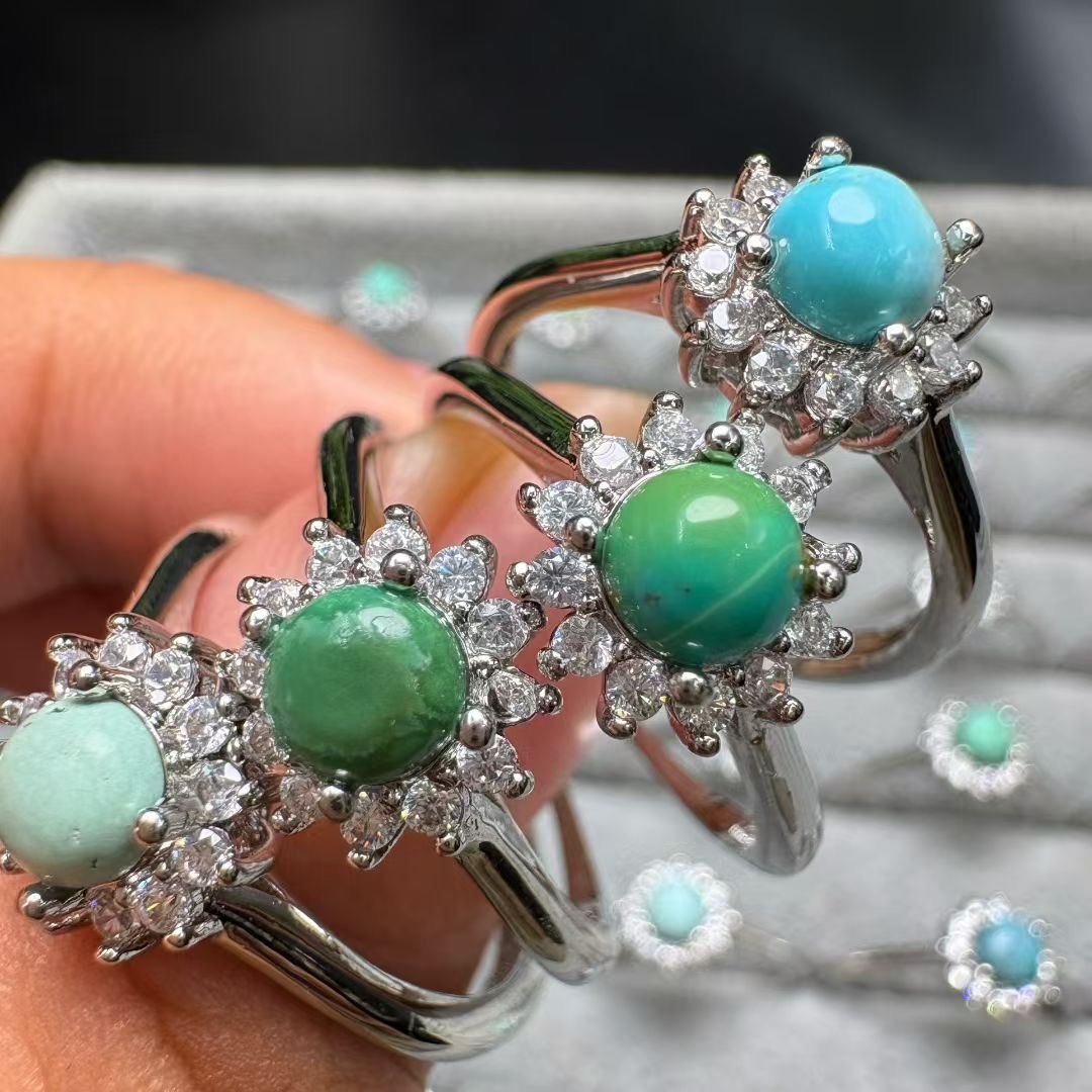 1 Buah Cincin Pirus Alami Feng - Turquoise Stone Ring ulasan dan harga
