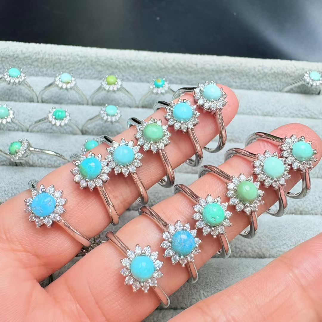 1 Buah Cincin Pirus Alami Feng - Turquoise Stone Ring ulasan dan harga