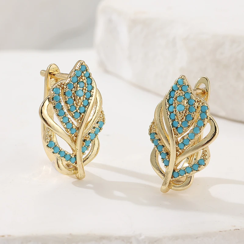 Anting Hoop Berbentuk Daun Kre - Turquoise Stone Ring ulasan dan harga