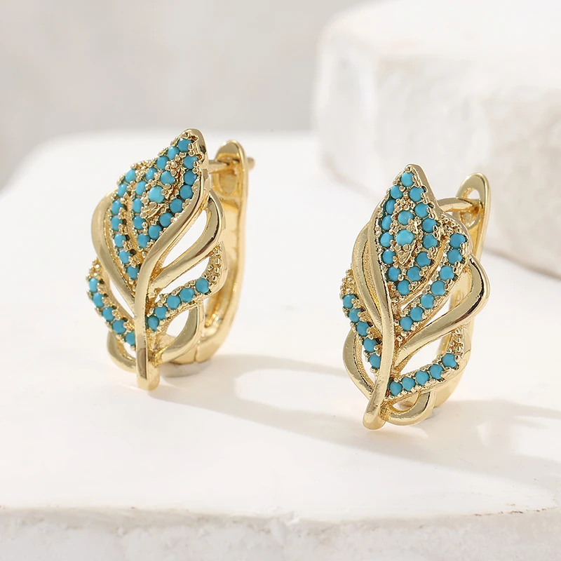 Anting Hoop Berbentuk Daun Kre - Turquoise Stone Ring ulasan dan harga