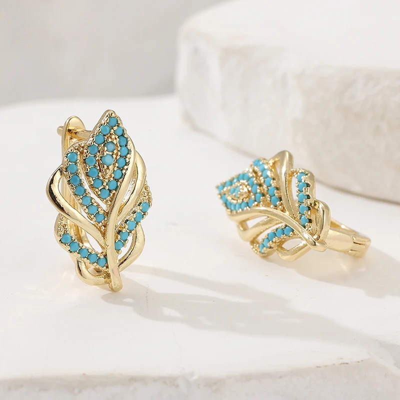 Anting Hoop Berbentuk Daun Kre - Turquoise Stone Ring ulasan dan harga