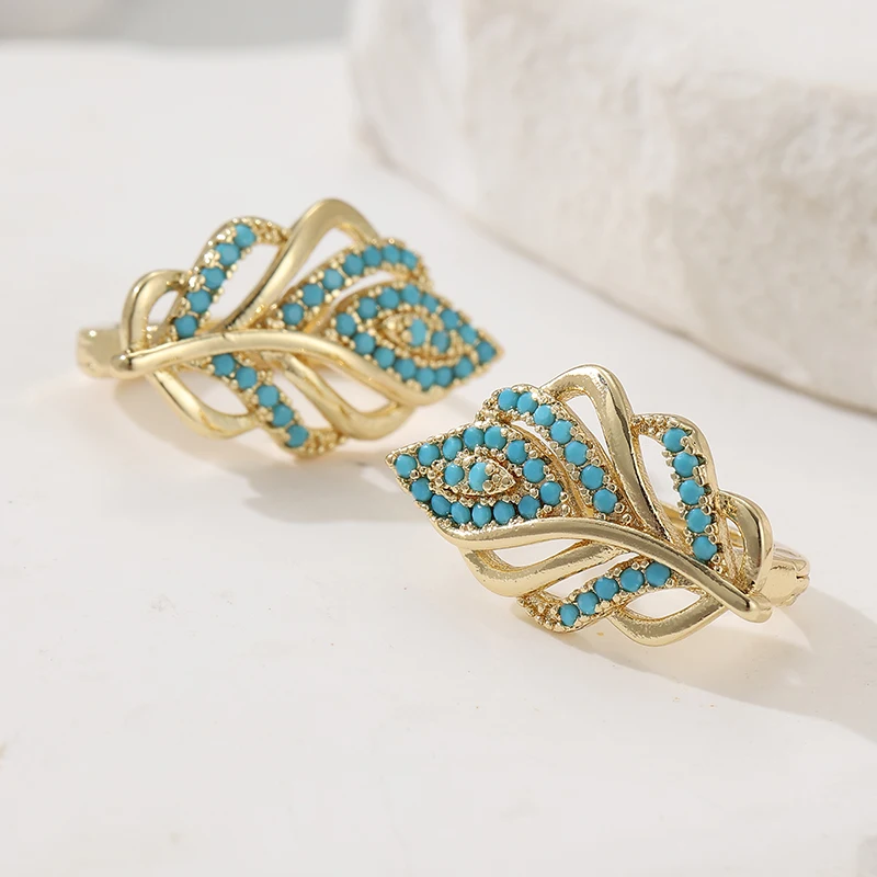 Anting Hoop Berbentuk Daun Kre - Turquoise Stone Ring ulasan dan harga